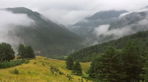 Fog and clouds in mountains Stock Footage 44520664