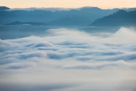 Fog and clouds over Pai District Mae Hong Son, THAILAND. View from Yun Lai Vi Stock Photos