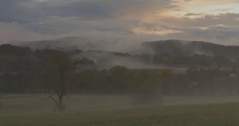 Fog and clouds over the Shenandoah Valley Stock Footage 93114956