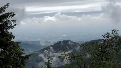 Fog and clouds over the valley of Rhine. Stock Footage 111334311