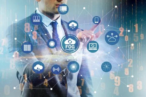 Fog and edge cloud computing concept 스톡 사진
