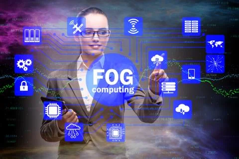 Fog and edge cloud computing concept 스톡 사진