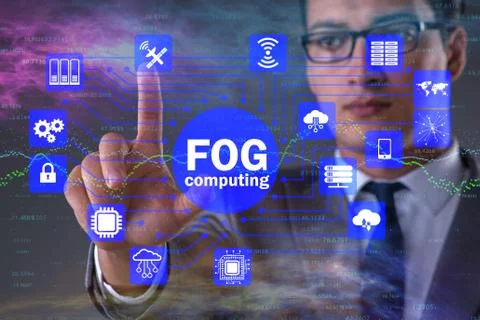 Fog and edge cloud computing concept 스톡 사진