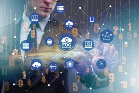 Fog and edge cloud computing concept Stock Photos