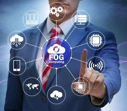 Fog and edge cloud computing concept Stock Photos
