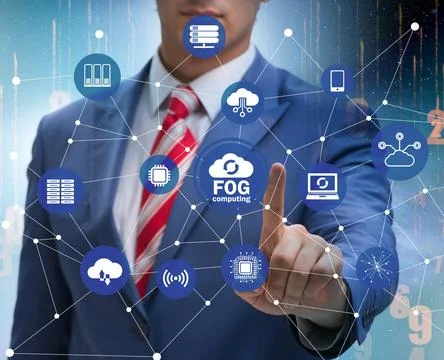 Fog and edge cloud computing concept Stock Photos