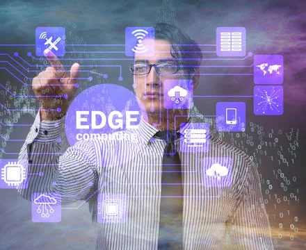 Fog and edge cloud computing concept 스톡 사진