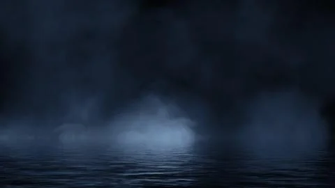 Fog and mist effect on black background. Coastal smoke on the shore. Reflecti Illustrazione stock