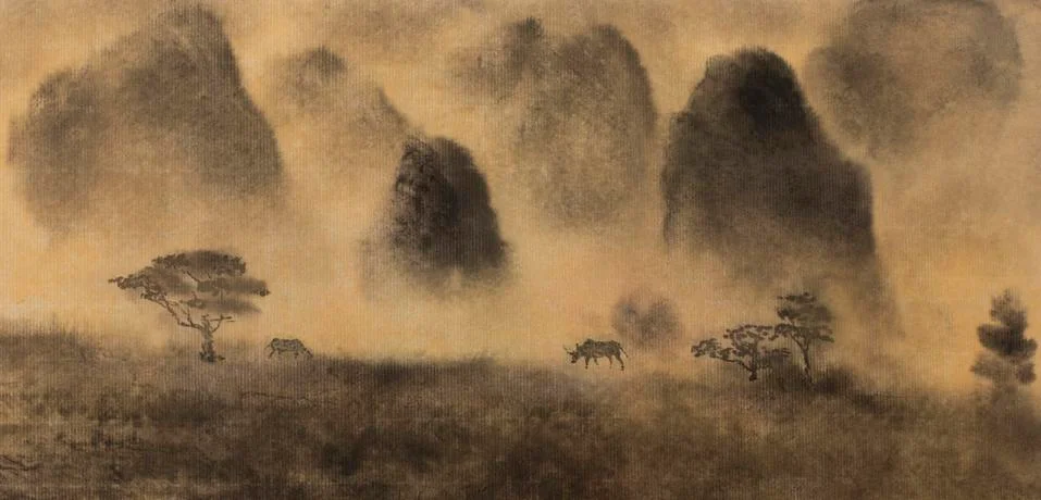 Fog and mountains Stock Illustration