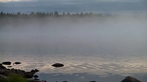 Fog and ripples on a lake, loop Stock Footage 8519727
