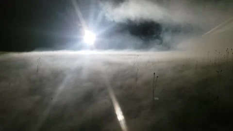Fog and a Spotlight Stock Footage 144707366