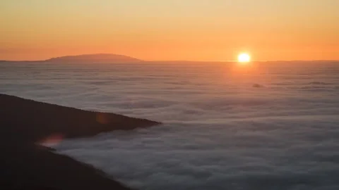 Fog and Sunset at Mount Teide in Tenerife – 4K Timelapse Stock Footage 332865498