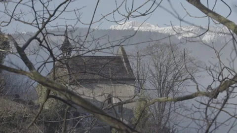 Fog around the house on the mountain Stock Footage 264817842