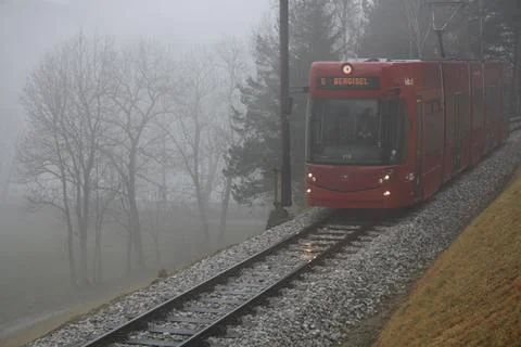 Fog in Austria. Train. Stock Photos