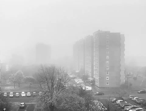 Fog between buildings in the Budapest Stock Footage 220777186