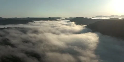Fog in Blue Ridge Mountains at Sunrise Stock Footage