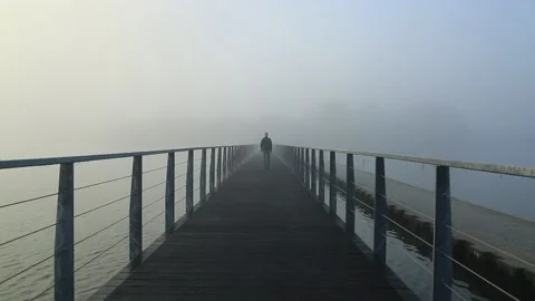 Fog boardwalk Stock Footage 133867547