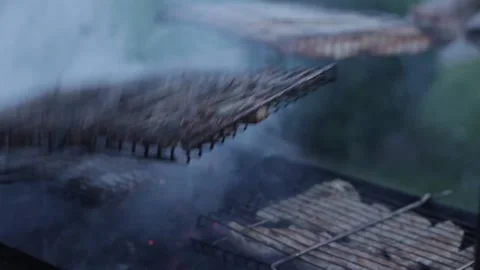 Fog at the bridge over the river Stock Footage 159897868