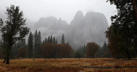 Fog on Cathedral Rocks Stock Footage 145031379