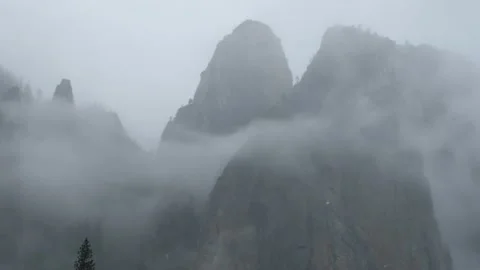 Fog on Cathedral Rocks Stock Footage 145033871