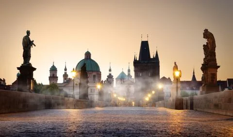 Fog on Charles Bridge Stock Photos