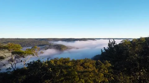 Fog Clearing Over The River on a Winter Morning  Stock Footage 65433611