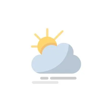 Fog, cloud and sun. Flat icon. Isolated weather vector illustration Stock Illustration