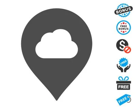 Fog Cloud Marker Icon with Free Bonus Stock Illustration