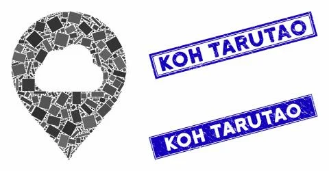 Fog Cloud Marker Mosaic and Distress Rectangle Koh Tarutao Seals Stock Illustration
