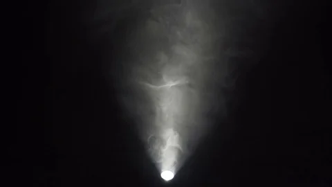 Fog, cloud or haze on dark background in light of flashlight. Smoke or vapour in Stock Footage 114521052