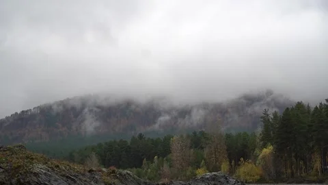 Fog from clouds on the mountain Stock Footage 265016515