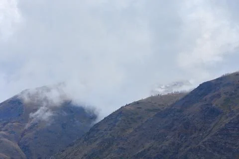 Fog clouds over mountain Stock Photos