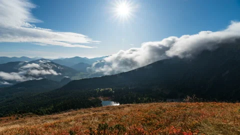 Fog coming over a mountain timelapse 3 Stock Footage 171240266