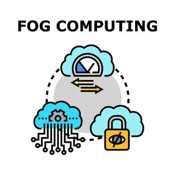 Fog computing concept with data processing and security Stock Illustration