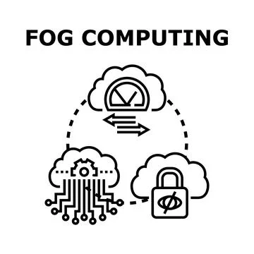 Fog computing concept with data processing and security Stock Illustration
