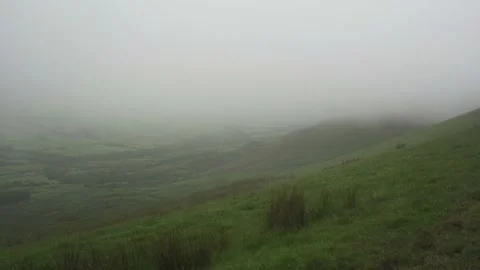 Fog covered British hillside scene in the summer Stock Footage 135059306