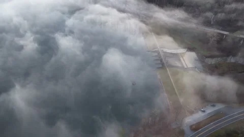 Fog covered dam Stock Footage 322066826