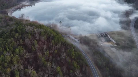 Fog covered lake Stock Footage 322066837