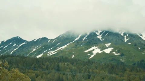 Fog covered mountains with snow Stock Footage 67387310