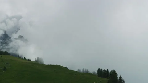 Fog covering the Bernese Alps Stock Footage 219028183