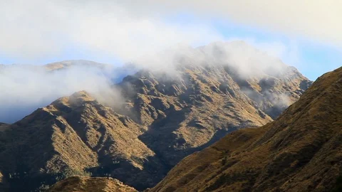 Fog Crossing Peruvian Andes Mountains on Summer Day Stock Footage 110341287