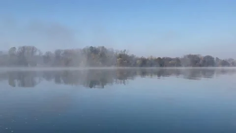 Fog on the danube river Stock Footage 164034041