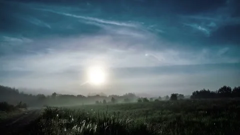 Fog at dawn, time laps 4k Stock Footage 79268143