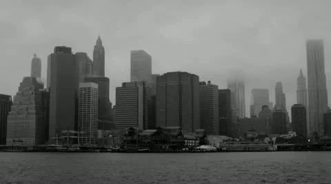 Fog descends on Lower Manhattan Stock Footage 22636405