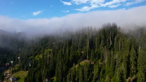 Fog descends on the mountain resort Stock Footage 237854437