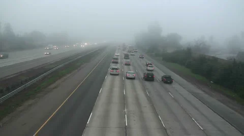 Fog driving freeway,h Stock Footage 1054077