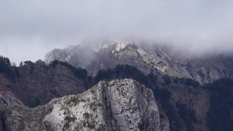 Fog-Enshrouded Mountain Range. Stock Footage 255248636