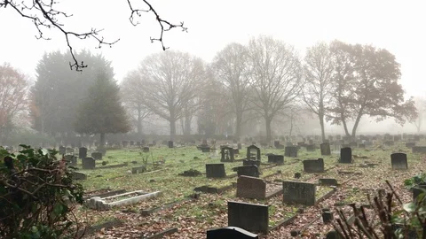 Fog on a graveyard in England Stock-Footage 120701320