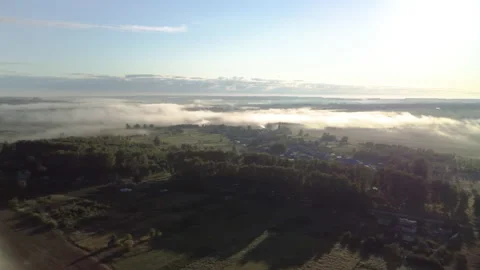 Fog on the ground in summer in the fields Video stock 159895102