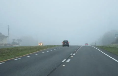 Fog on Highway Stock Photos